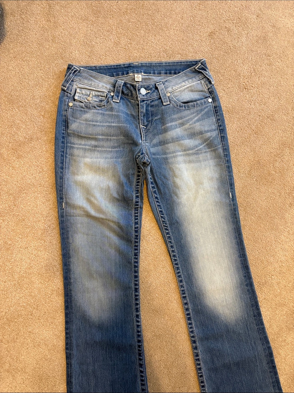 True Religion Women's Boot Cut Faded Blue Jeans